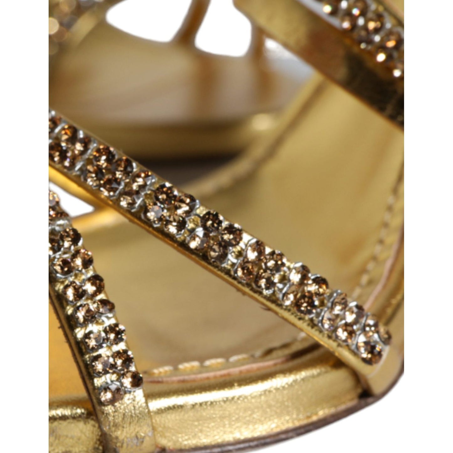 Dolce & Gabbana Dolce & Gabbana Gold Crystals Keira Heels Sandals Shoes LA11356-39.5 1728,67345645728,Dolce & Gabbana,EU39.5/US9,Gold,Material: 100% Lamb Leather,Preowned / Defect,Sandals - Women - Shoes,Women
