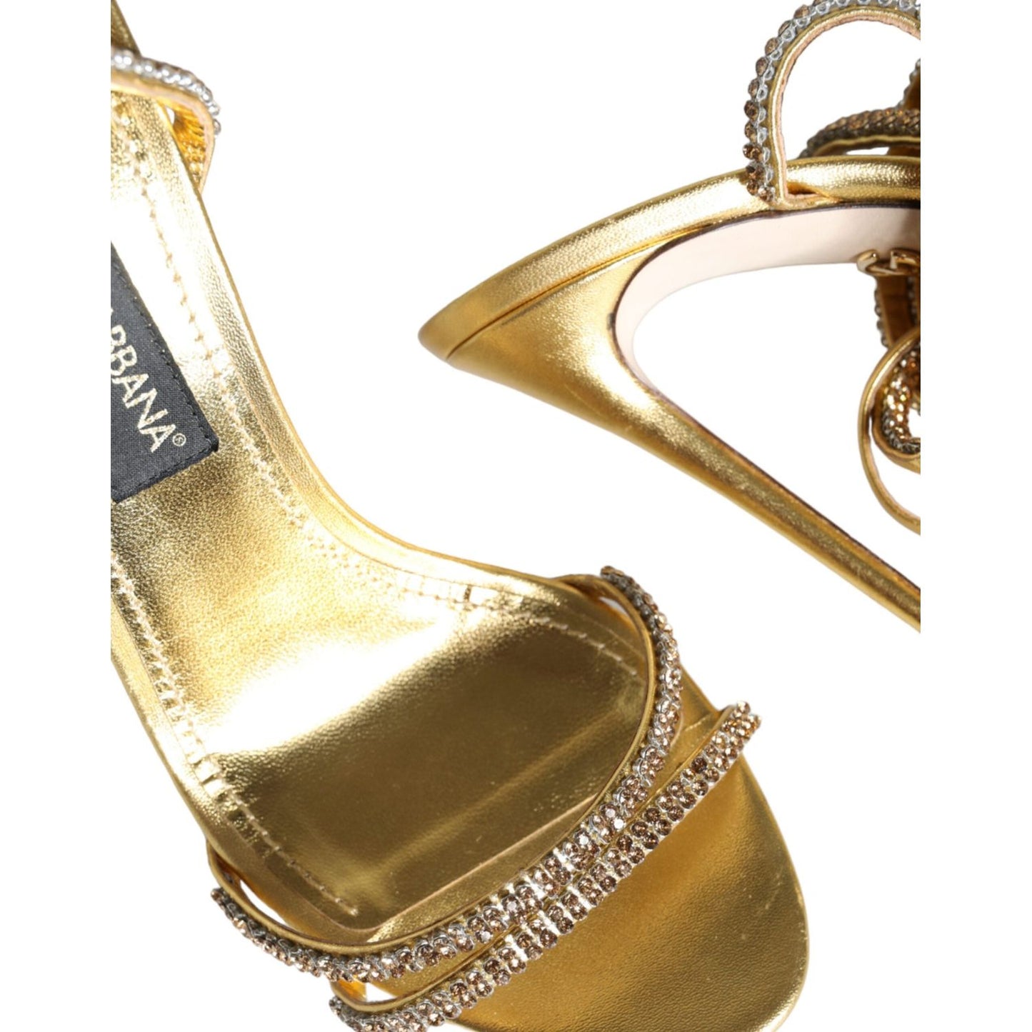 Dolce & Gabbana Dolce & Gabbana Gold Crystals Keira Heels Sandals Shoes LA11356-39.5 1728,67345645728,Dolce & Gabbana,EU39.5/US9,Gold,Material: 100% Lamb Leather,Preowned / Defect,Sandals - Women - Shoes,Women