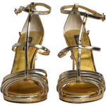 Dolce & Gabbana Gold Leather Baroque Heels Sandals Shoes Dolce & Gabbana Sienna