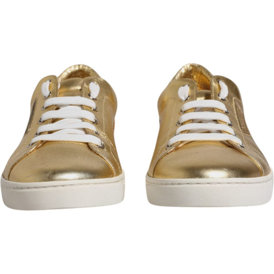 Dolce & Gabbana Gold Leather Logo London Men Sneakers Shoes MV6519-41.5