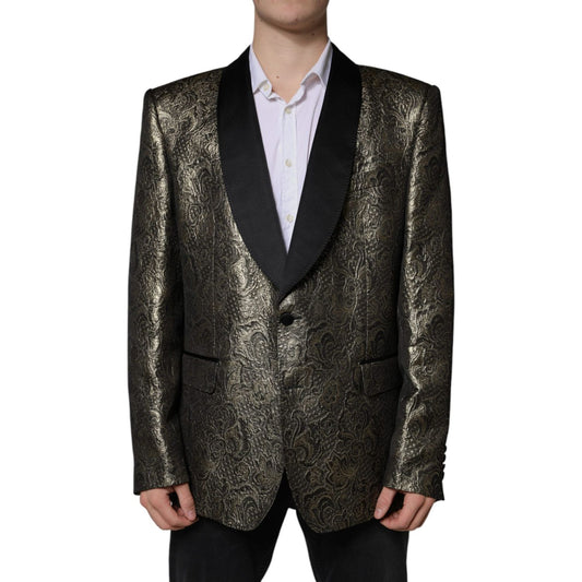 Dolce & Gabbana Dolce & Gabbana Gold SICILIA Jacquard Single Breasted Coat Blazer KOS2254-58 1728,67345645728,Blazers - Men - Clothing,Dolce & Gabbana,Gold,IT58 | 3XL,Material: 32% Acetate 27% Acrylic 11% Wool 11% Polyester 10% Silk 9% Viscose,Men,New wit