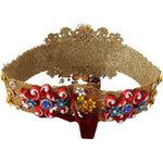 Dolce & Gabbana Dolce & Gabbana Gold-Tone Floral Crystal Waist Belt SMY100517-42 1728,20% Crystal,5% Wool,67345645728,Belts - Women - Accessories,Brass,Dolce & Gabbana,Gold,IT42|M,Material: 10% Nylon,New with tags,Women