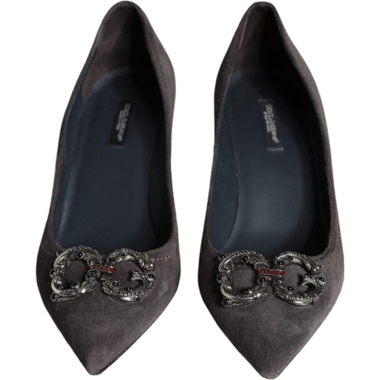Dolce & Gabbana Dolce & Gabbana Gray Amore Suede Bellucci Heels Pumps Shoes LA11594-38 1728,67345645728,Dolce & Gabbana,EU38/US7.5,Gray,Material: 100% Calf Leather,Preowned / Defect,Pumps - Women - Shoes,Women