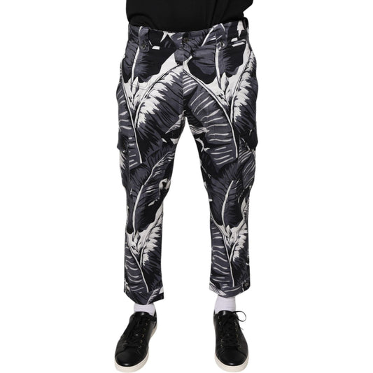 Dolce & Gabbana Dolce & Gabbana Gray Banana Leaf Cotton Stretch Capri Pants PAN75563-46 1728,3% Elastane (stretch),67345645728,Dolce & Gabbana,Gray,IT46 | S,Jeans & Pants - Men - Clothing,Material: 97% Cotton,Men,New with tags