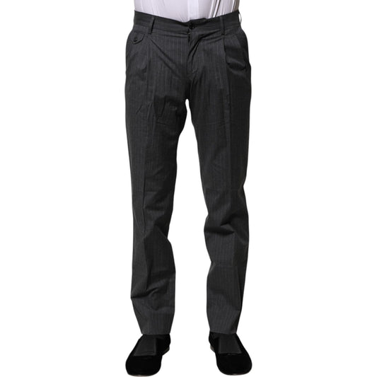 Dolce & Gabbana Dolce & Gabbana Gray Striped Cotton Formal Pants PAN75776-44 1728,67345645728,Clothing,Dolce & Gabbana,Gray,IT44 | XS,Jeans & Pants - Men - Clothing,Material: 100% Cotton,Men,Men - Clothing,New with tags