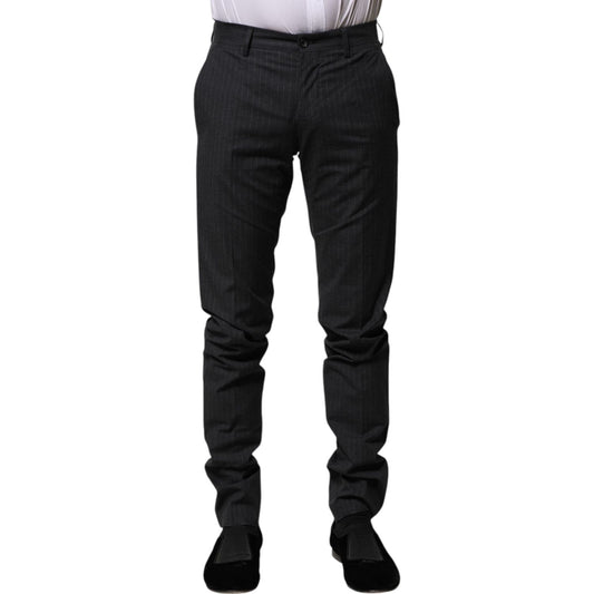 Dolce & Gabbana Dolce & Gabbana Gray Striped Cotton Formal Pants PAN75780-44 1728,67345645728,Clothing,Dolce & Gabbana,Gray,IT44 | XS,Jeans & Pants - Men - Clothing,Material: 96% Cotton 3% Polyester 1% Elastane,Men,Men - Clothing,New with tags