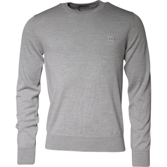 Dolce & Gabbana Light Gray Wool Crew Neck Pullover Sweater TSH86989-46