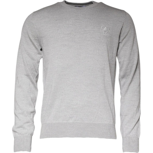 Dolce & Gabbana Light Gray Wool Crew Neck Pullover Sweater TSH87063-48