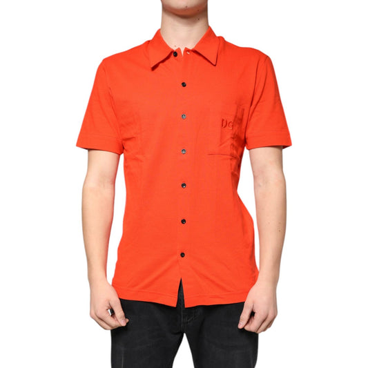 Dolce & Gabbana Dolce & Gabbana Orange Cotton Button Down Casual Polo Shirt TSH84559-44 1728,67345645728,Dolce & Gabbana,IT44 | XS,IT46 | S,IT48 | M,IT50 | L,Material: 100% Cotton,Men,New with tags,Orange,Shirts - Men - Clothing
