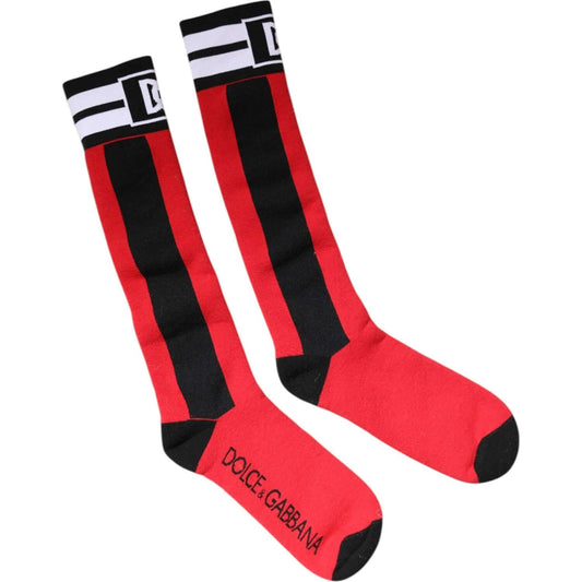 Dolce & Gabbana Dolce & Gabbana Red Cotton Stretch Printed Socks SCS2255-L 1728,67345645728,Dolce & Gabbana,L,Material: 73% Cotton 25% Nylon 2% Elastane,New with tags,Other - Women - Accessories,Red,Women