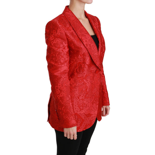Dolce & Gabbana Dolce & Gabbana Red Floral Angel Pattern Blazer JKT2563-46 1728,67345645728,Clothing,Dolce & Gabbana,IT46 | L,Material: 100% Polyester,New with tags,Red,Suits & Blazers - Women - Clothing,Women,Women - Clothing