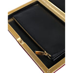 Dolce & Gabbana Red Velvet Gold Frame Clutch Evening Party Purse Bag BAG1530