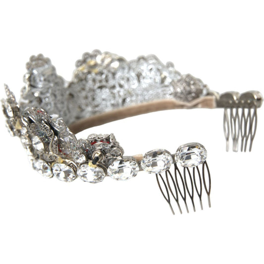 Dolce & Gabbana Dolce & Gabbana Silver Brass STRASS Crystal Crown Tiara LED Diadem SMY101441 Category-Accessories,Dolce & Gabbana,Gender-Women,Headbands - Women - Accessories,Material: 40% Brass 30% Crystal 25% Silk 5% Cotton,New with tags,Silver,Subcateg