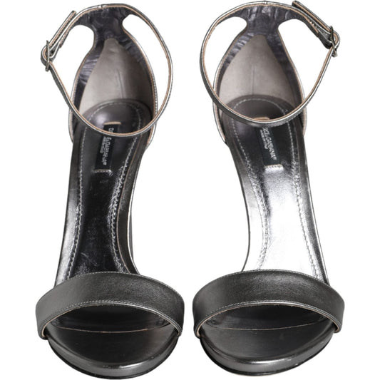 Dolce & Gabbana Dolce & Gabbana Silver KEIRA Heels Ankle Strap Sandals Shoes LA11339-40 1728,67345645728,Dolce & Gabbana,EU40/US9.5,Material: 100% Lamb Leather,Preowned / Defect,Sandals - Women - Shoes,Silver,Women