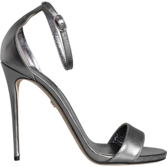 Dolce & Gabbana Dolce & Gabbana Silver KEIRA Heels Ankle Strap Sandals Shoes LA11339-40 1728,67345645728,Dolce & Gabbana,EU40/US9.5,Material: 100% Lamb Leather,Preowned / Defect,Sandals - Women - Shoes,Silver,Women