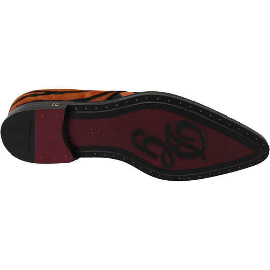 Dolce & Gabbana Dolce & Gabbana Tiger Pattern Dress Shoes with Pony Hair LA7208-41 1728,67345645728,Dolce & Gabbana,EU41/US10.5,Flat Shoes - Women - Shoes,Material: Pony Hair,New with tags,Orange,Women