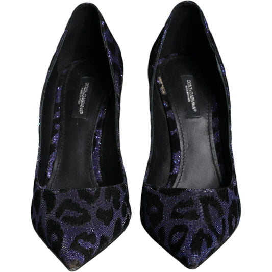 Dolce & Gabbana Dolce & Gabbana Violet Leopard Lurex High Heels Pumps Shoes LA11543-37 1728,67345645728,Dolce & Gabbana,EU37/US7,Material: Lurex,New with tags,Pumps - Women - Shoes,Violet,Women