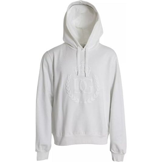 Dolce & Gabbana Dolce & Gabbana White Cotton Hooded Pullover Sweatshirt Sweater TSH851970-56 1728,67345645728,Dolce & Gabbana,IT56 | XXL,Men,Preowned / Defect,Sweaters - Men - Clothing,White