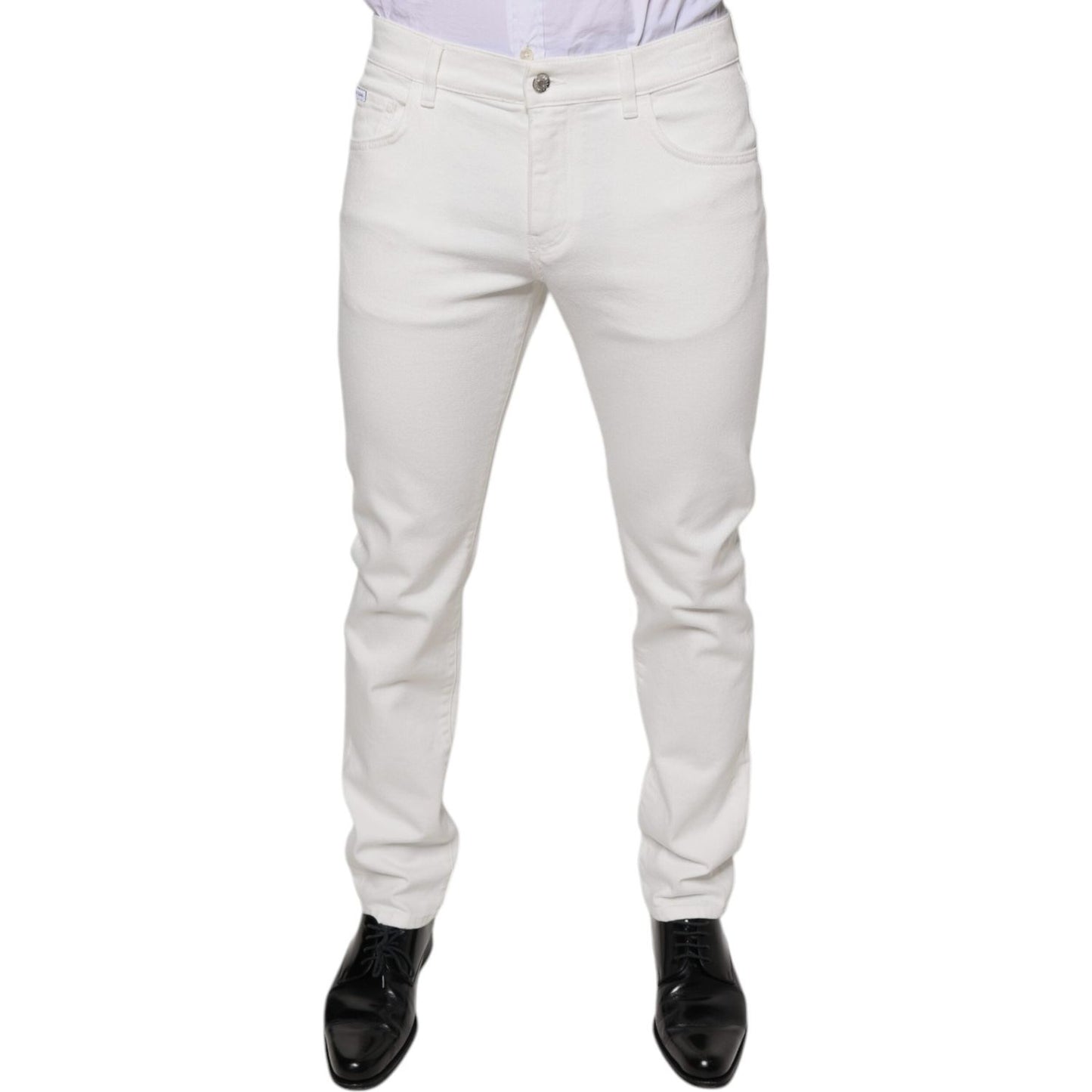 Dolce & Gabbana White Cotton Skinny Slim Men Denim Jeans PAN75597-48