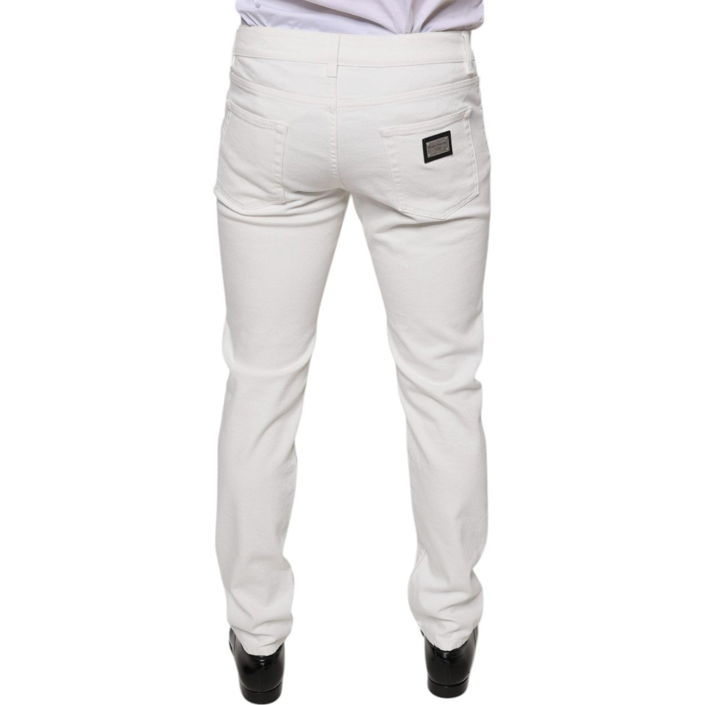 Dolce & Gabbana White Cotton Skinny Slim Men Denim Jeans PAN75597-48