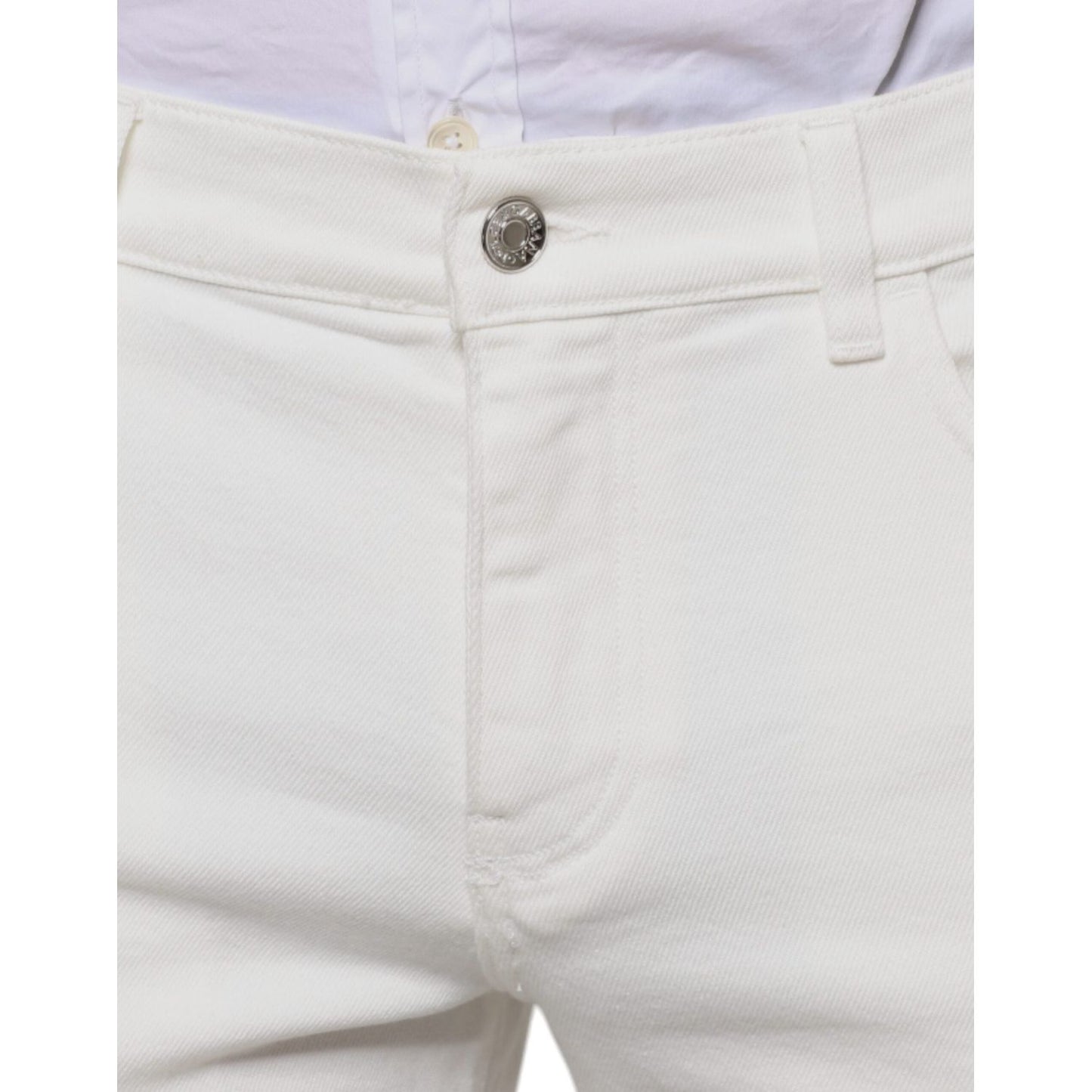 Dolce & Gabbana White Cotton Skinny Slim Men Denim Jeans PAN75597-48