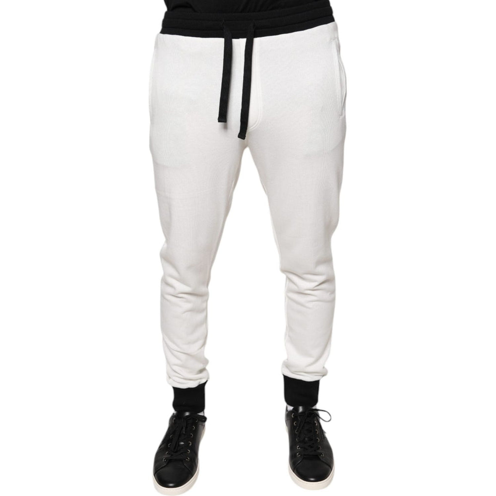 Dolce & Gabbana White Cotton Slim Men Jogger Sweatpants Pants PAN75564-46