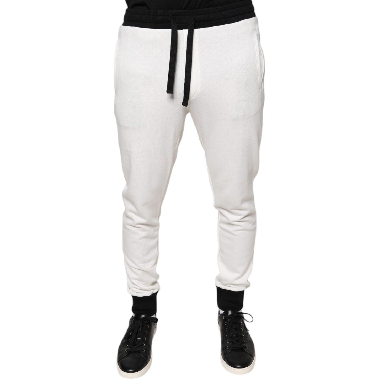 Dolce & Gabbana White Cotton Slim Men Jogger Sweatpants Pants PAN75564-46