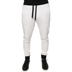 Dolce & Gabbana White Cotton Slim Men Jogger Sweatpants Pants PAN75564-46