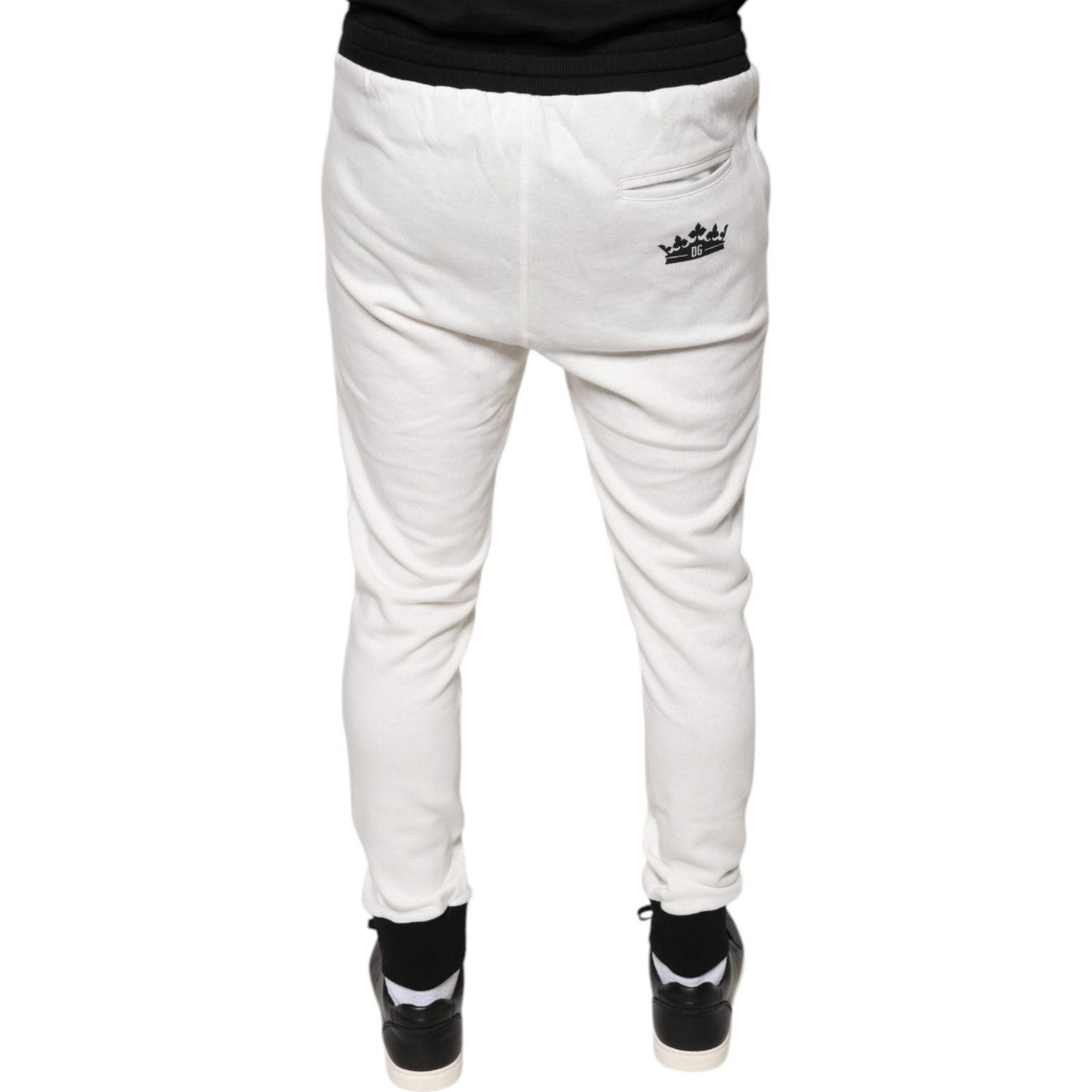 Dolce & Gabbana White Cotton Slim Men Jogger Sweatpants Pants PAN75564-46