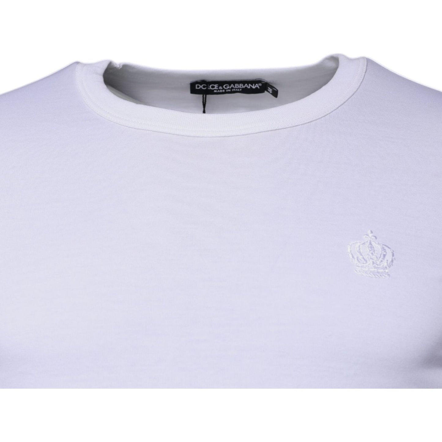Dolce & Gabbana White Crown Crew Neck Cotton Pullover Sweater TSH87421-44