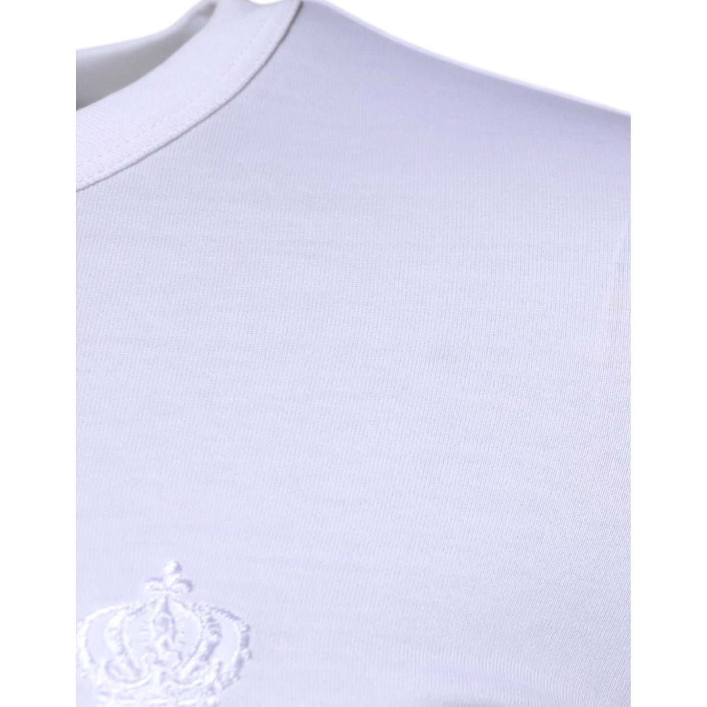 Dolce & Gabbana White Crown Crew Neck Cotton Pullover Sweater TSH87421-44