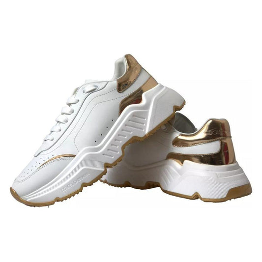 Dolce & Gabbana Dolce & Gabbana White Gold Leather Men Sneakers DAYMASTER Shoes LA5319#1-36 1728,67345645728,Dolce & Gabbana,EU36/US5.5,Material: 100% Calfskin Leather,Preowned / Defect,Sneakers - Men - Shoes,White