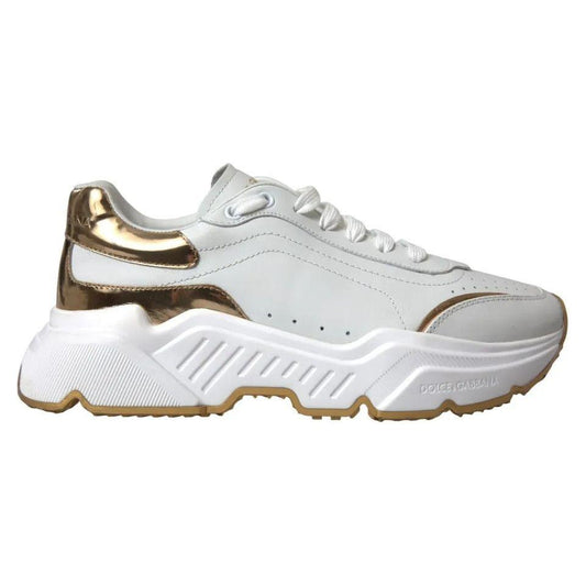 Dolce & Gabbana Dolce & Gabbana White Gold Leather Men Sneakers DAYMASTER Shoes LA5319#1-36 1728,67345645728,Dolce & Gabbana,EU36/US5.5,Material: 100% Calfskin Leather,Preowned / Defect,Sneakers - Men - Shoes,White