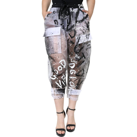 Dolce & Gabbana White See Through Logo Cropped Cargo Pants PAN74599-40