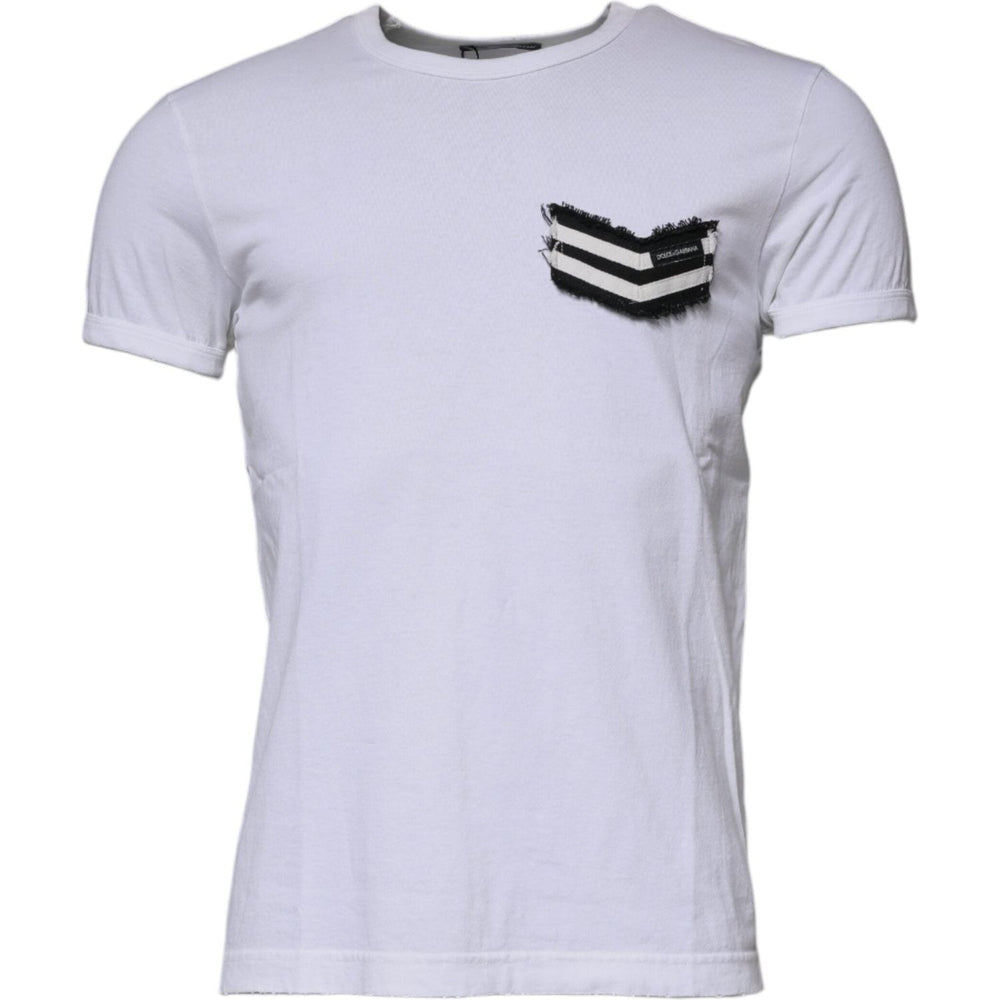 Dolce & Gabbana White Stripes Crew Neck Short Sleeves T-shirt TSH87496-48