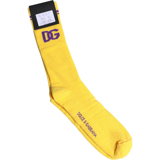 Dolce & Gabbana Dolce & Gabbana Yellow Cotton DG Logo Mid Calf Socks SCS2209-L 1728,67345645728,Accessories,Dolce & Gabbana,L,M,Material: 70% Cotton 29% Nylon 1% Elastane,Men,Men - Accessories,New with tags,Socks - Men - Accessories,XL,Yellow