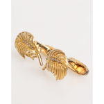 Dolce & Gabbana Gold 925 Sterling Silver Crystal Leaf Accessory Cufflink with luxurious gold finish and delicate leaf design.