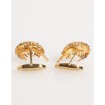 Dolce & Gabbana Gold 925 Sterling Silver Crystal Leaf Accessory Cufflink showcasing elegant design and luxury finish.