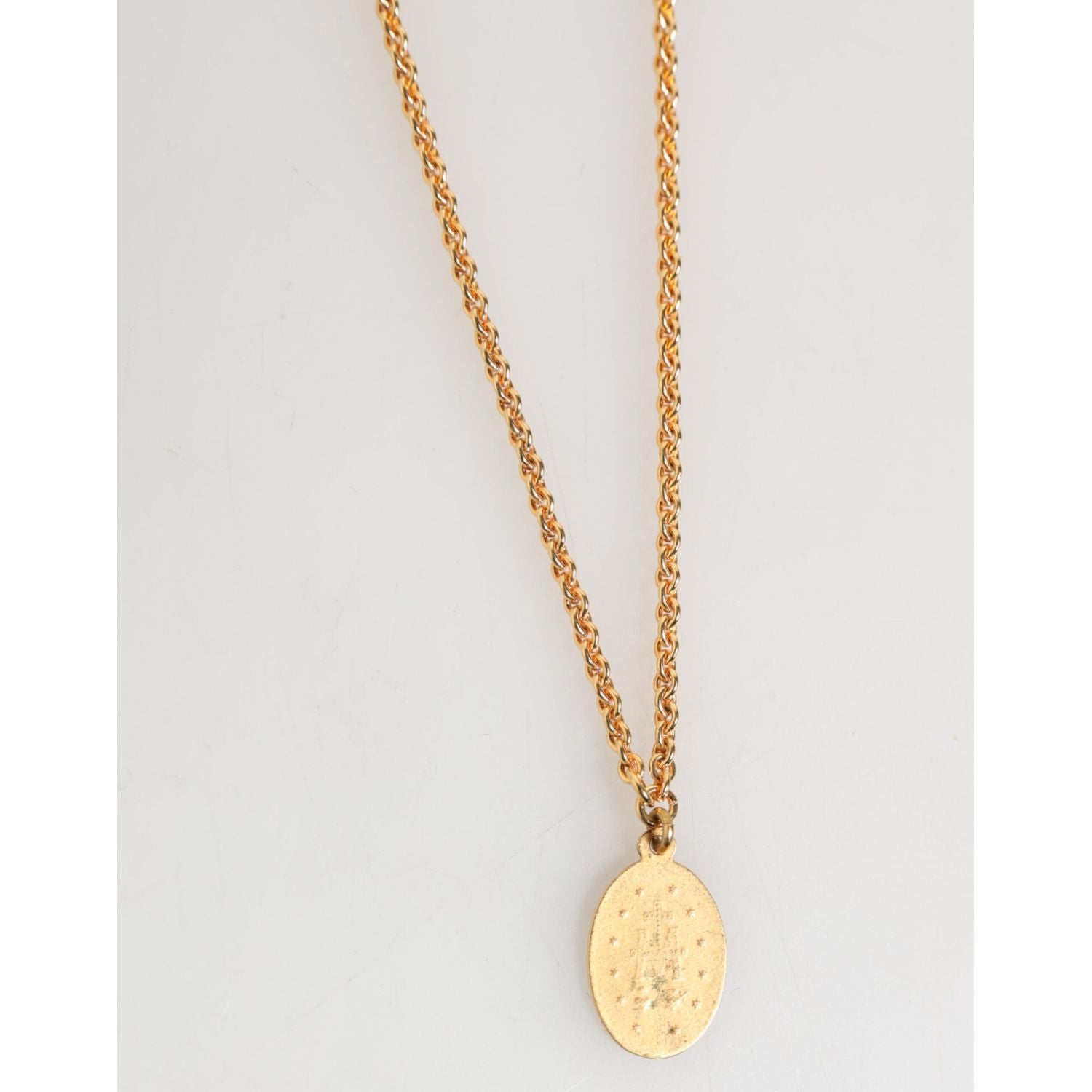 Dolce & Gabbana Gold Medallion Metal Chain Charm Men Pendant Necklace