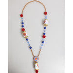Dolce & Gabbana Gold Multicolor Amore Heart Can Beads Rose Pendant Necklace on white background