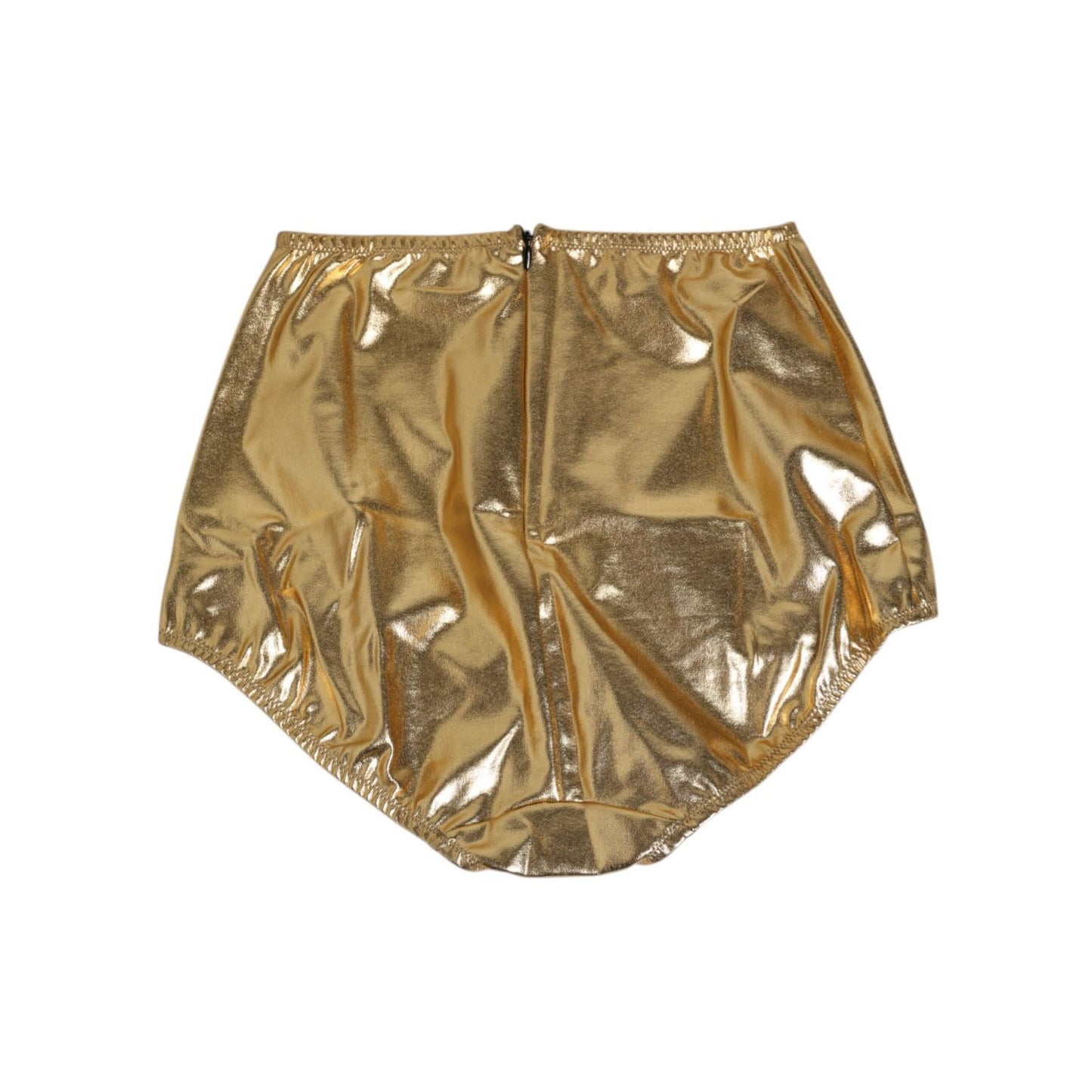 Dolce & Gabbana Gold Silk High Waist Girdle Panty Underwear crafted in Italian luxury with logo detailing.