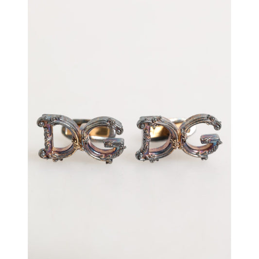 Dolce & Gabbana Gold Tone 925 Sterling Silver DG Logo Accessory Cufflink with iconic logo design and luxury finish displayed.