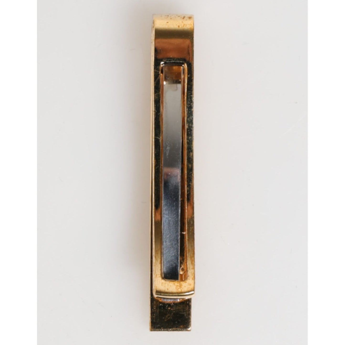 Dolce & Gabbana Gold Tone Brass Logo Branded Men Accessory Tie Clip Bar in sleek gold finish, engraved logo, elegant design.