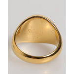 Dolce & Gabbana Gold Tone Real Brass Round Red DG Logo Men Ring showcasing gold-tone underside view.