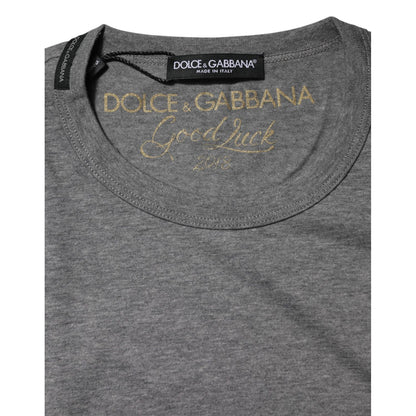 Dolce & Gabbana Gray Cotton Crew Neck Short Sleeves T-shirt
