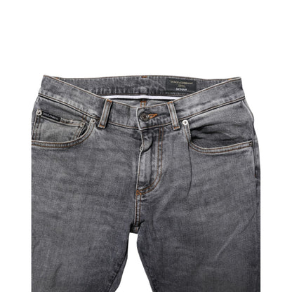Dolce & Gabbana Gray Cotton Skinny Denim Trouser Jeans
