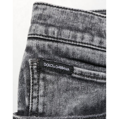Dolce & Gabbana Gray Cotton Slim Fit Denim Trouser Jeans