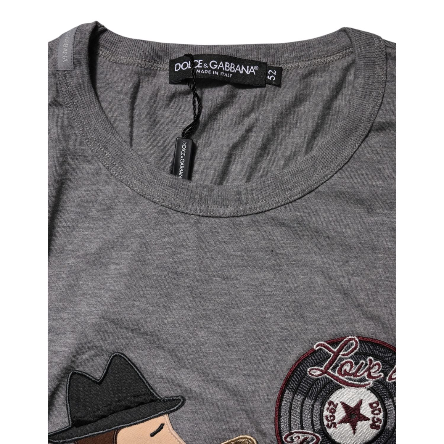 Dolce & Gabbana Gray #DGFamily Cotton Crew Neck T-shirt