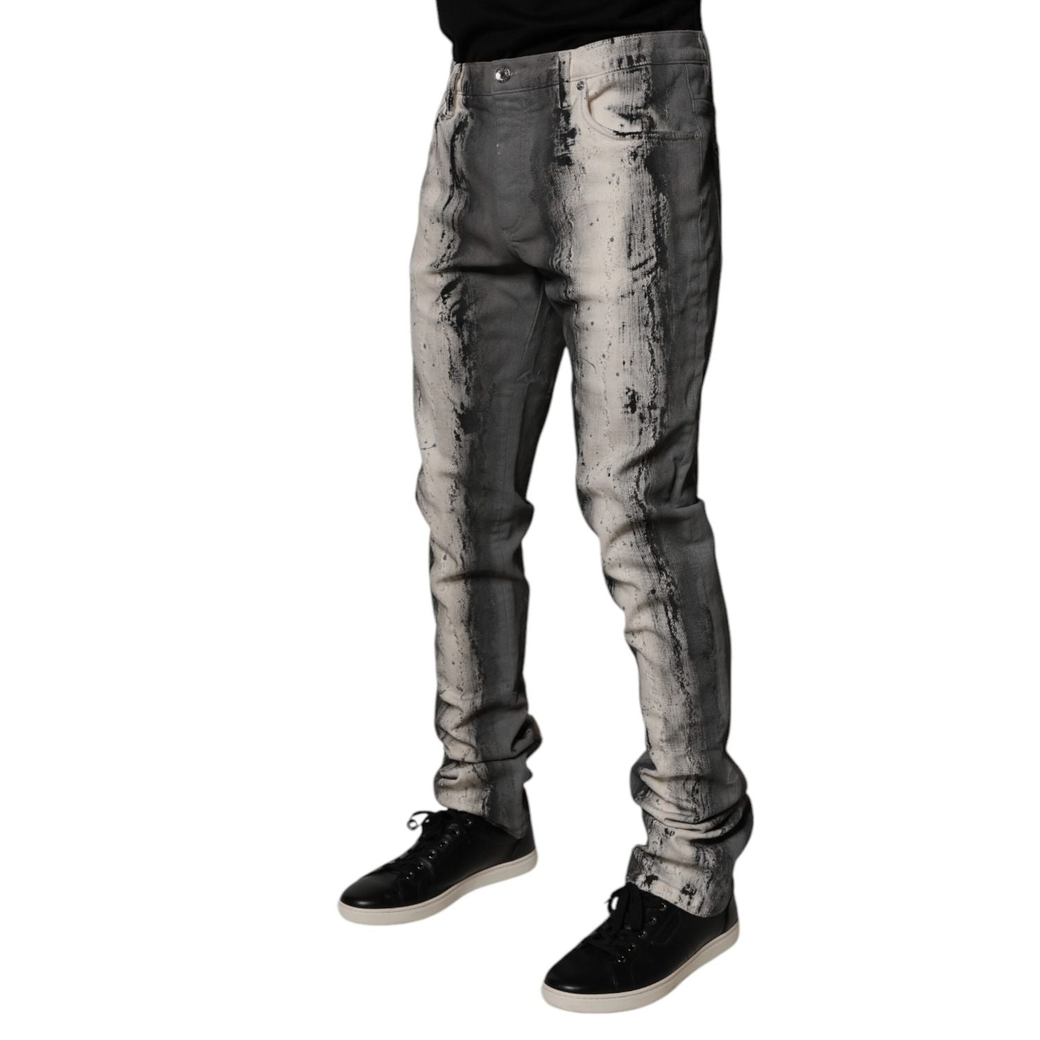 Dolce & Gabbana Gray Tie Dye Cotton Skinny Men Denim Jeans