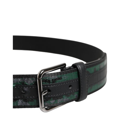 Dolce & Gabbana Green Black Polyester DG Logo Buckle Belt